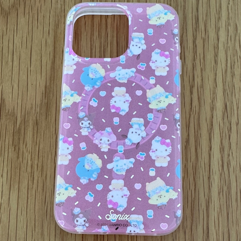 Sonix Pink iPhone 15 pro max Case with Cute Hello Kitty and friends